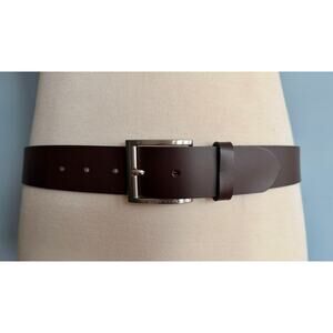 HUGO BOSS 'Umbe' Wide Brown Leather Belt Mens sz 36 (NWOT)